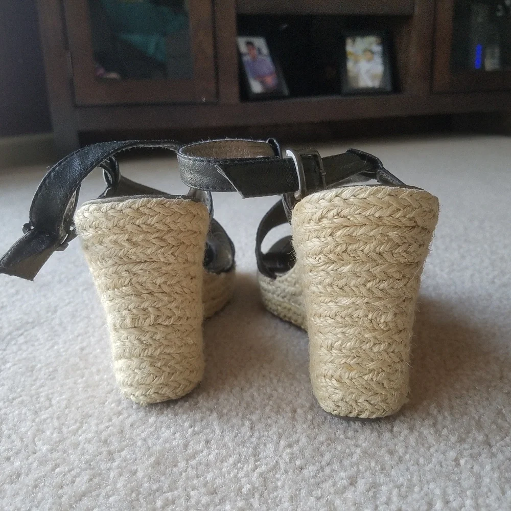 Black Espadrilles Criss Cross Wedges Sandals from Spain size 7